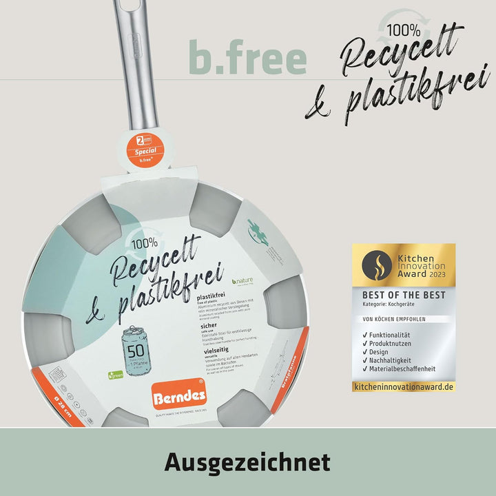 Berndes Wok b.free - Wokpfanne 28 cm – aus recyceltem Aluminium - allherdtauglich - Wok mit Antihaft