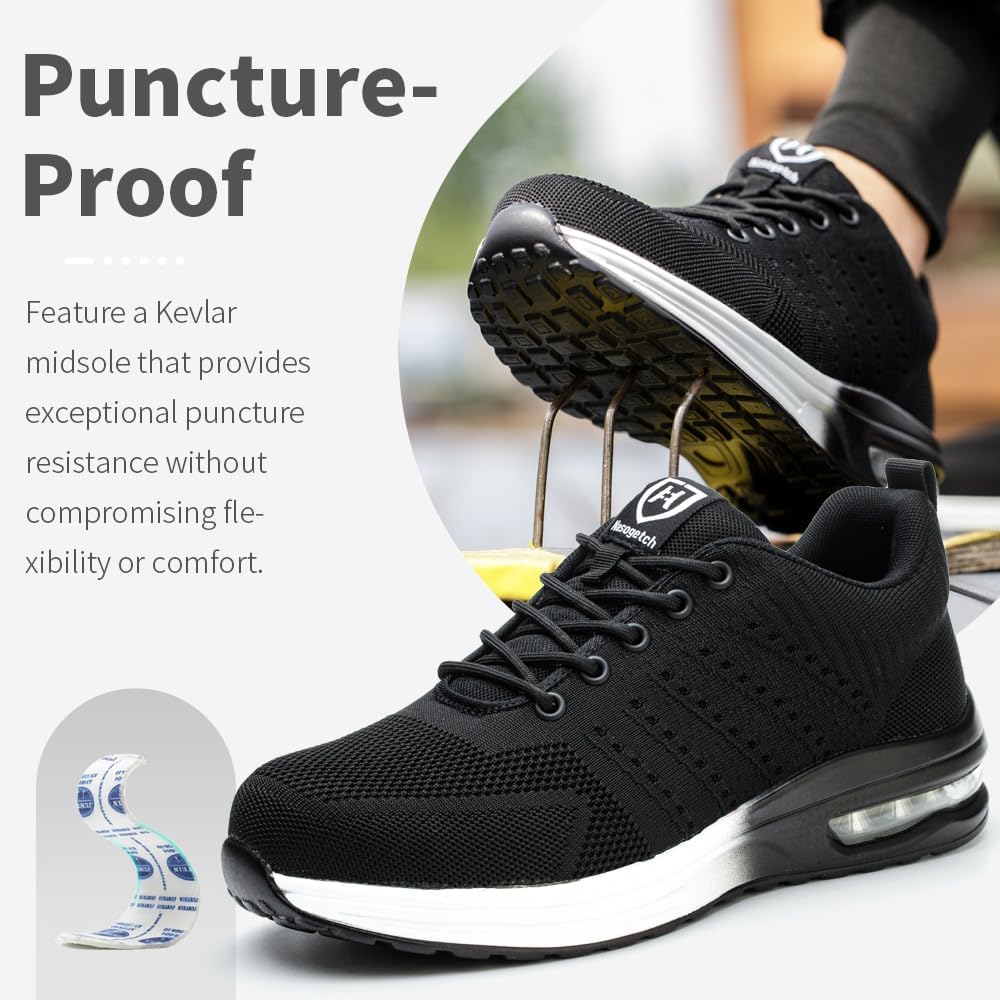 Nasogetch Sicherheitsschuhe Damen Herren Stahlkappenschuhe Arbeitsschuhe Sportlich Atmungsaktiv 36 E