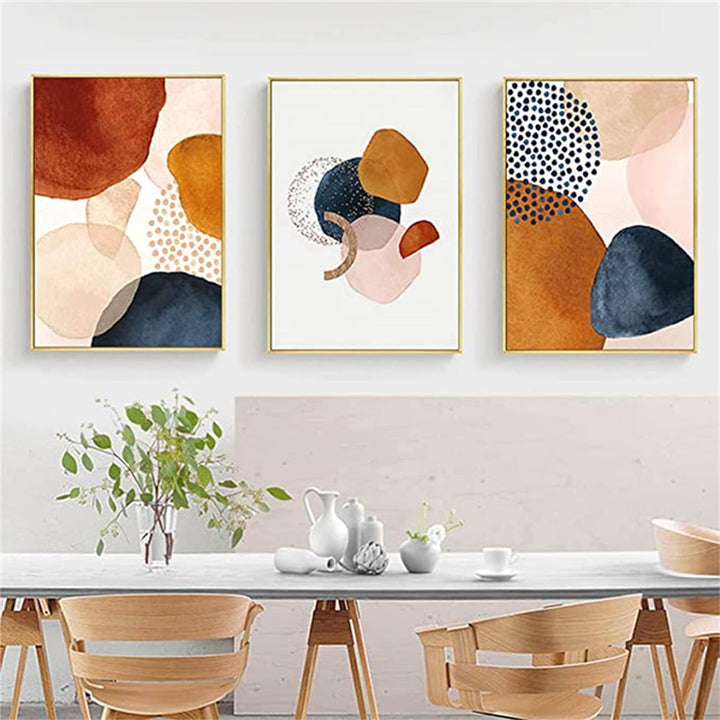 TROYSINC 3er Set Morandi Poster, Abstrakt Geometrie Bilder, Nordisch Kunstposter, Ohne Rahmen Leinwa