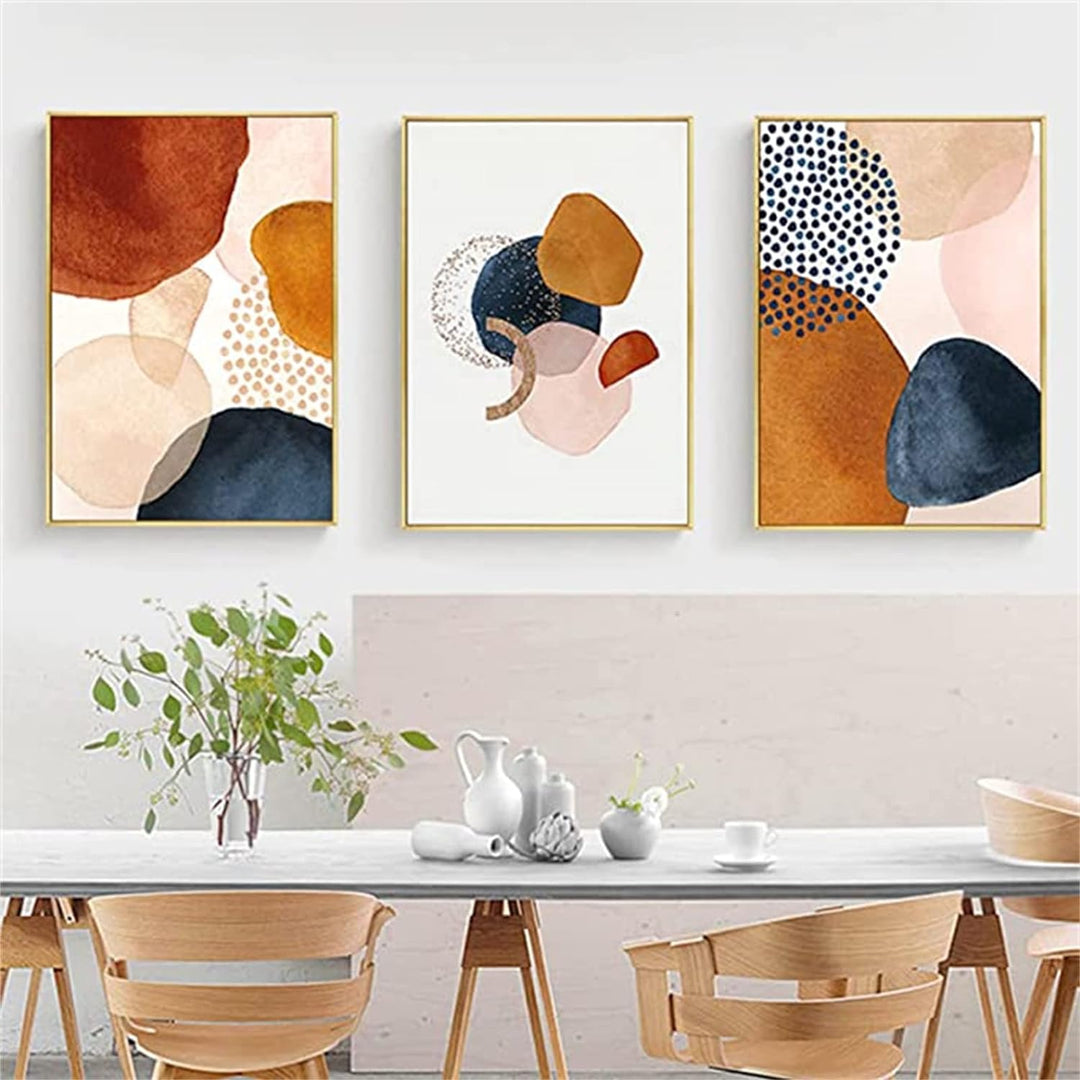 TROYSINC 3er Set Morandi Poster, Abstrakt Geometrie Bilder, Nordisch Kunstposter, Ohne Rahmen Leinwa