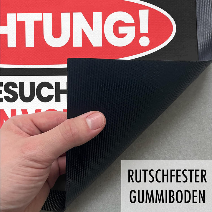 Trendation - Achtung Besucher Hund Genehmigt Werden Fussmatte Dackel Geschenk 60x40 cm