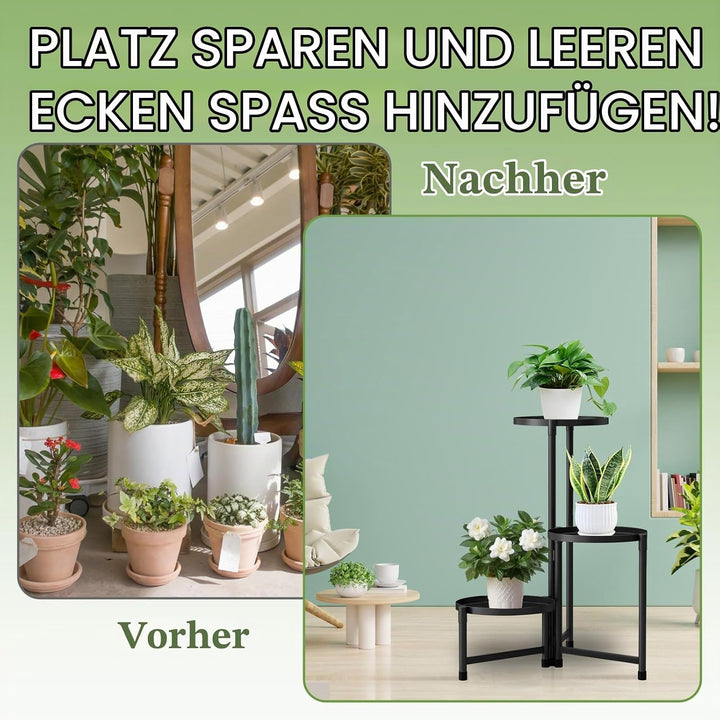 lalago 3 Etagen Blumenständer, Pflanzenregal Blumenregal Indoor Outdoor, Metall Pflanzenständer, Blu