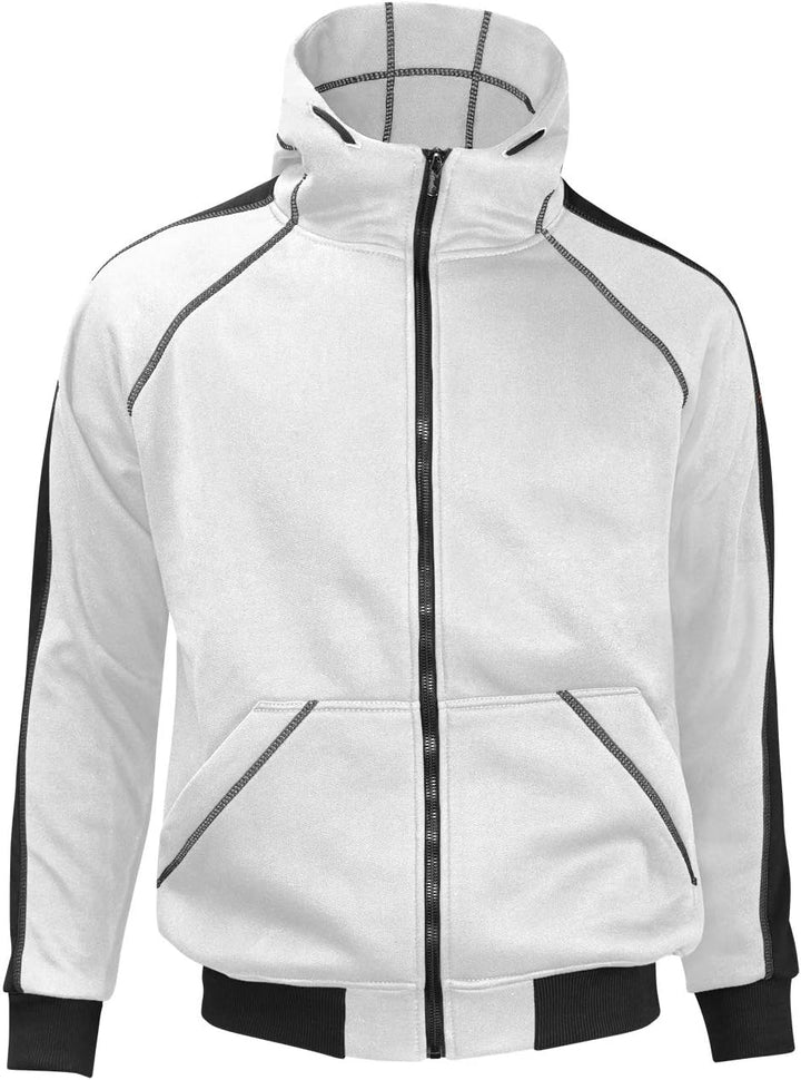 strongAnt Hoodie mit Reissverschluss für Herren warme Fleece Jacke mit Kapuze XS Weiss / Schwarz, XS