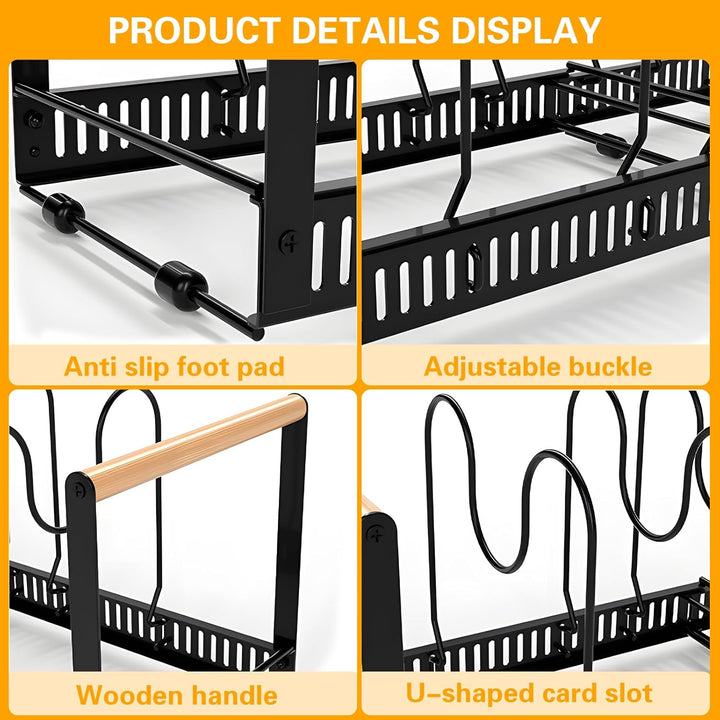 Pfannen Organizer Schublade, Pfannenhalter für Schublade mit 10 Verstellbaren Teiler, Topf Organizer
