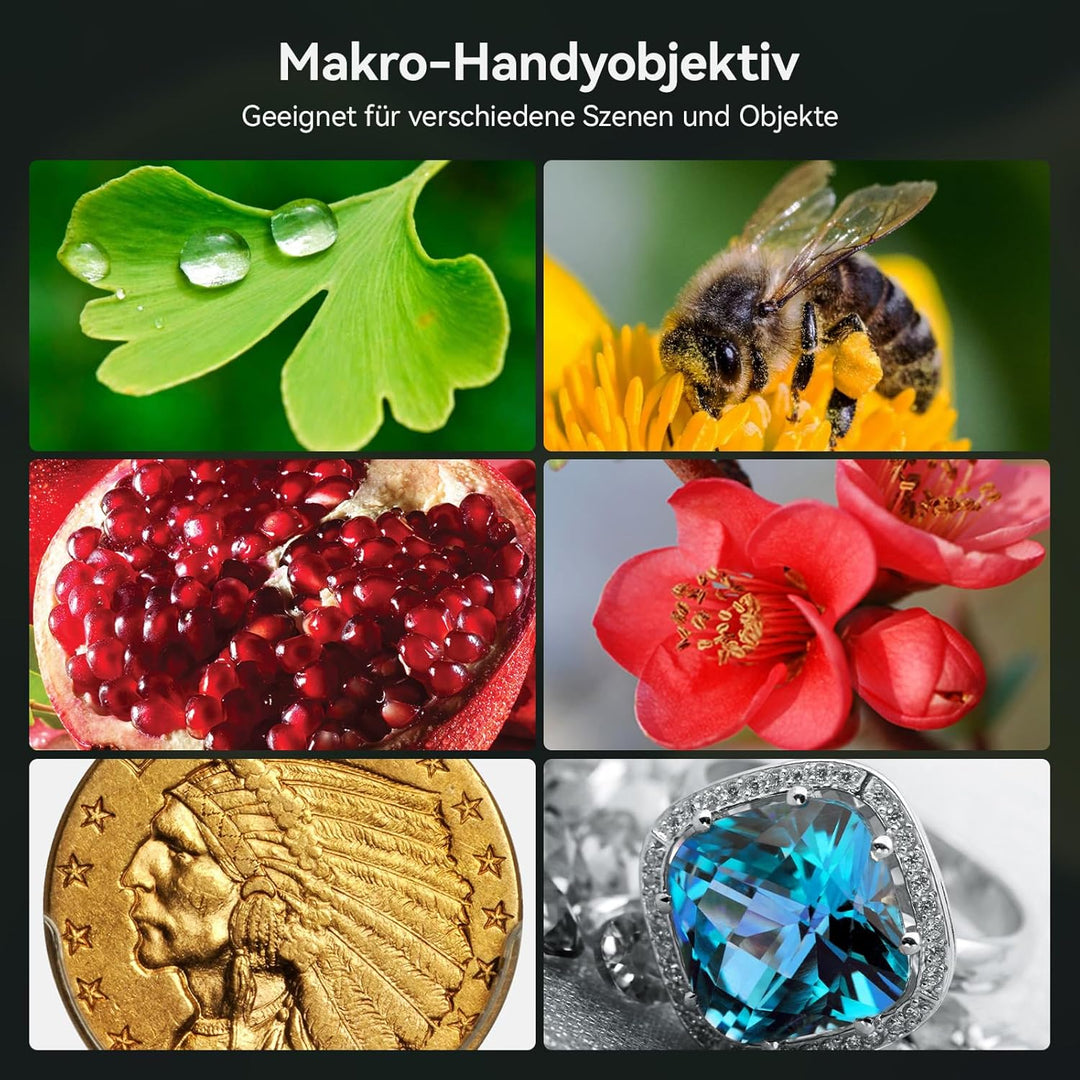 APEXEL Professionelles Makro-Fotoobjektiv für Dual-Objektiv/Einzelobjektiv, iPhone, Pixel, Samsung G