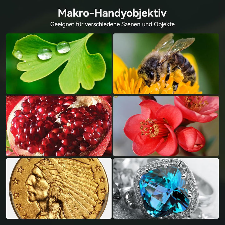 APEXEL Professionelles Makro-Fotoobjektiv für Dual-Objektiv/Einzelobjektiv, iPhone, Pixel, Samsung G