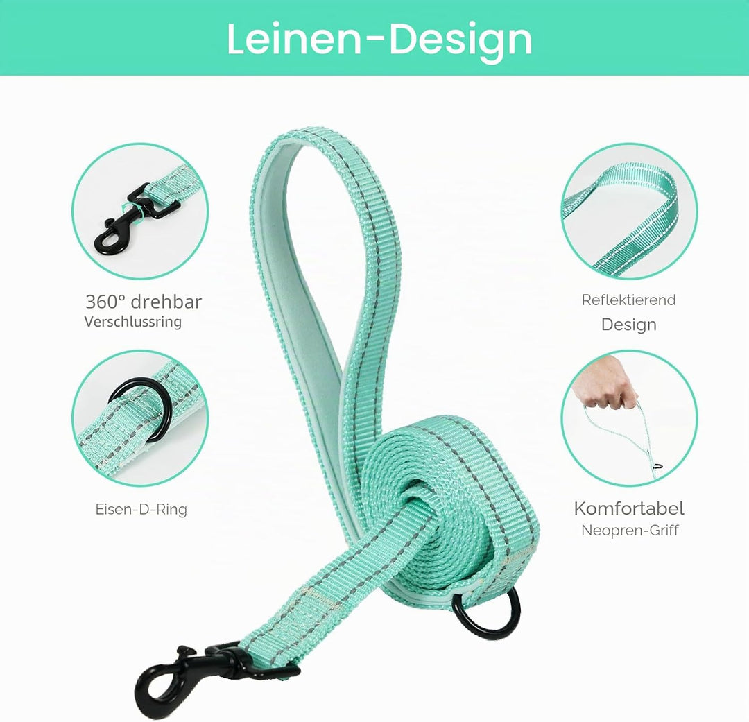 BELLA &amp; PAL Hundegeschirr Kleine Hunde mit Leine, Step-in Geschirr aus Air Mesh, Anti Zug Reflektier