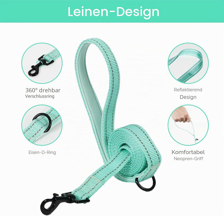 BELLA &amp; PAL Hundegeschirr Kleine Hunde mit Leine, Step-in Geschirr aus Air Mesh, Anti Zug Reflektier