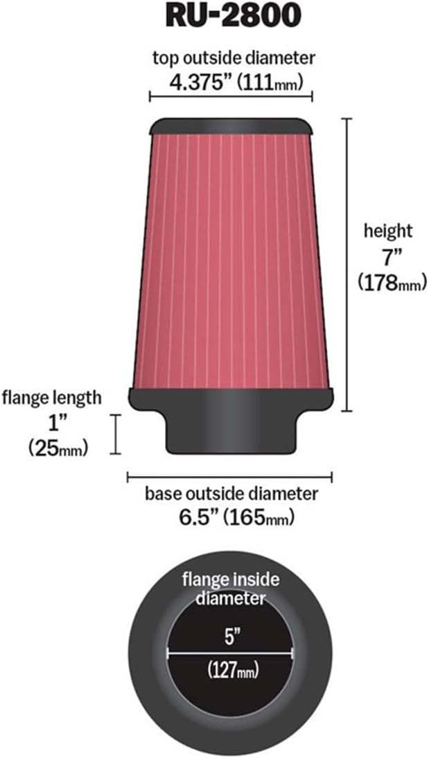 K&N RU-2800 KFZ und Motorrad Gummi Universalluftfilter