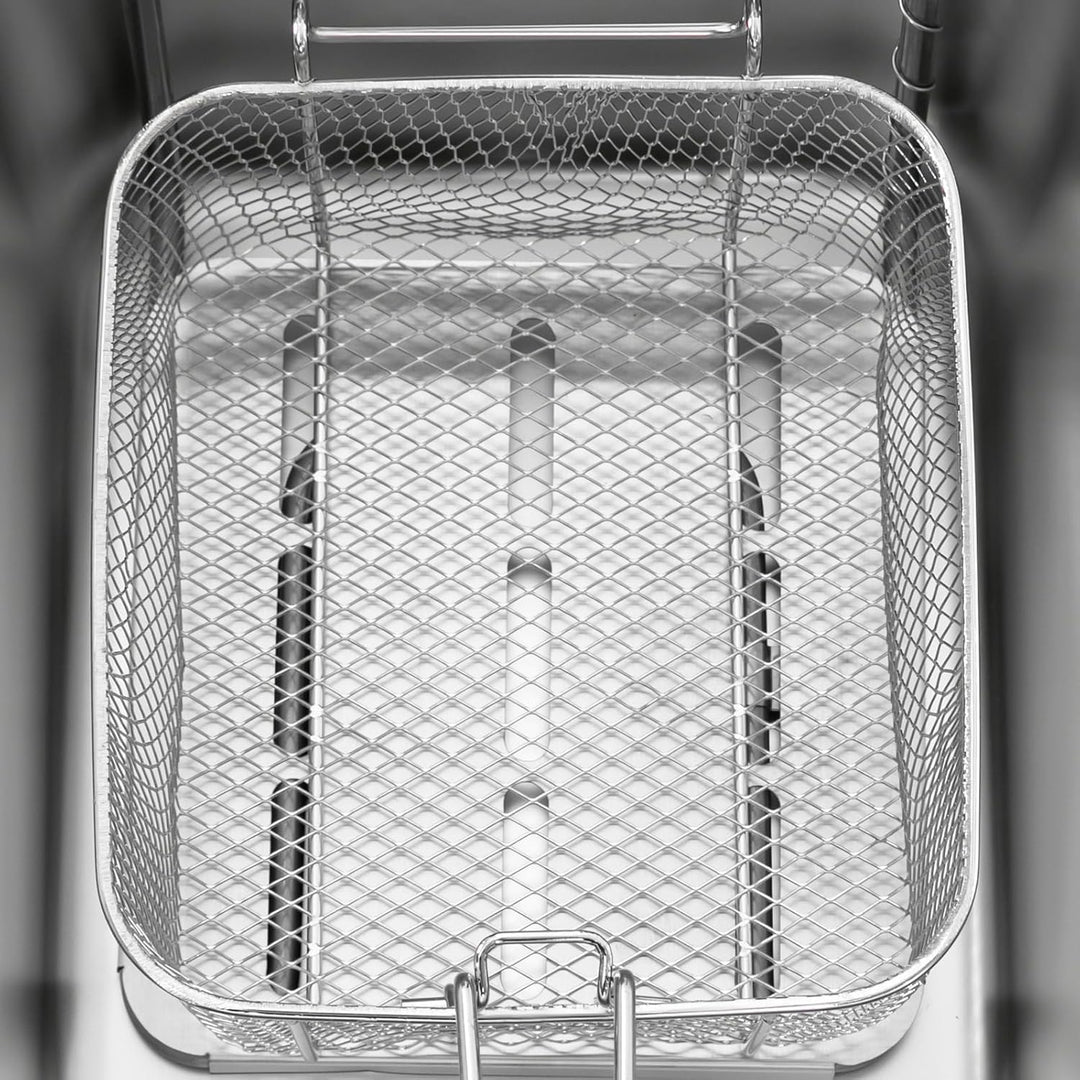 6.3Qt/6L 2500W Elektrisch Öl-Friteuse Küche Fritteuse Edelstahl Hähnchen Fritöse mit Deckel und Vier