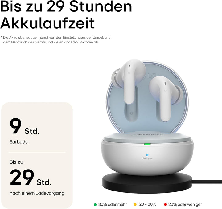 LG TONE Free DT80Q In-Ear Bluetooth Kopfhörer mit Dolby Atmos-Sound, MERIDIAN-Technologie, ANC (Acti