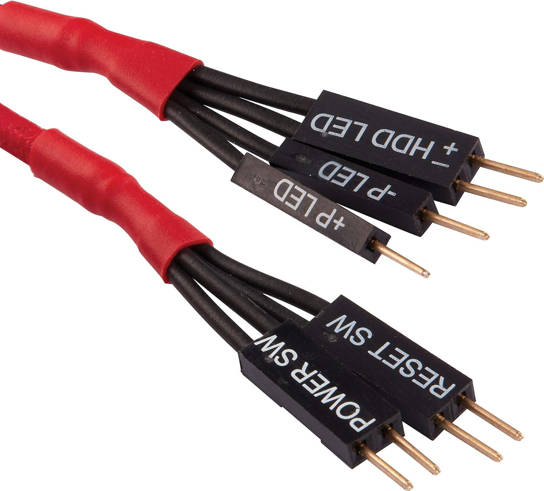 Corsair Premium Sleeved Front Panel Extension Kabel Verlängerungskit, Rot Front Panel Extension Rot,