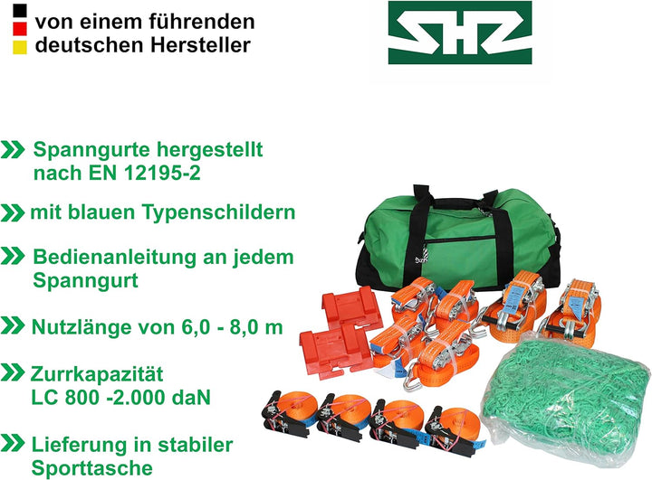 Ladungssicherung Set 16-teilig ideal für Handwerker Spanngurte Set Spanngurt 4t Kantenschutzwinkel A