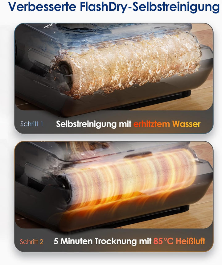 Tineco Floor ONE i6 Stretch Nass Trockensauger, 180° Lay-Flat Nasssauger, 20kPa Saugkraft, 85°C Heis
