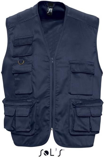 Sols Wild Reporterweste, Unisex, mehrere Taschen, Marineblau, Grösse XXL
