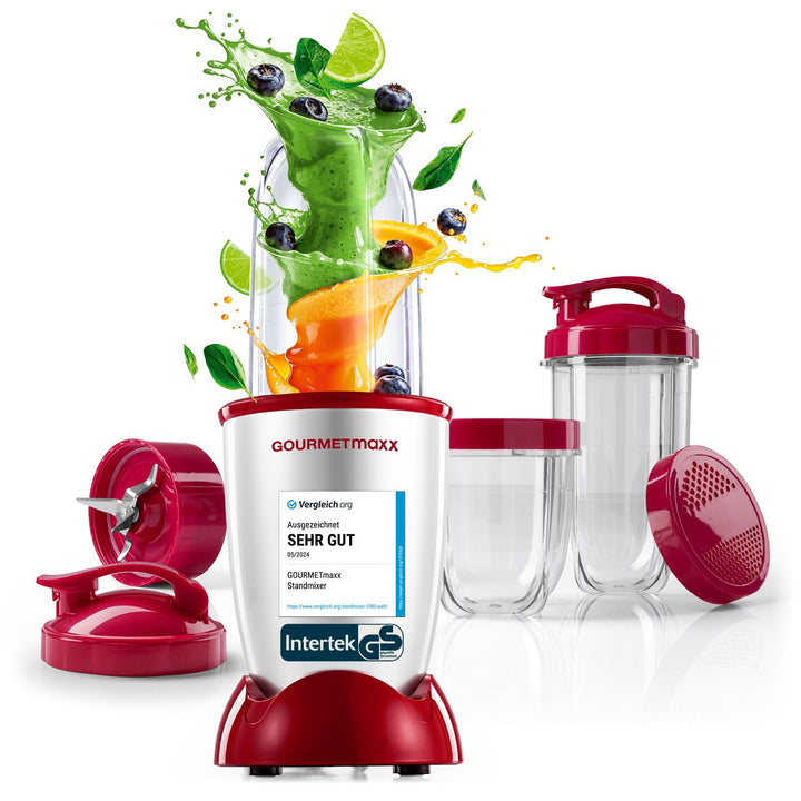 GOURMETmaxx Mr. Magic Power Pro Mixer 400 Watt | Smoothie Maker mit to go Deckel | Standmixer mit Mi