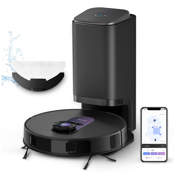 A8+ Saugroboter mit Absaugstation(2.5L) 4000Pa 3D-Hinderniserkennung Staubsauger Roboter,10mm Mopp-H