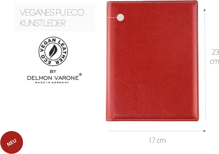 DELMON VARONE - Premium Schreibmappe inkl. Notizblock DIN A5 (50 Blatt) aus veganem Eco Kunstleder R