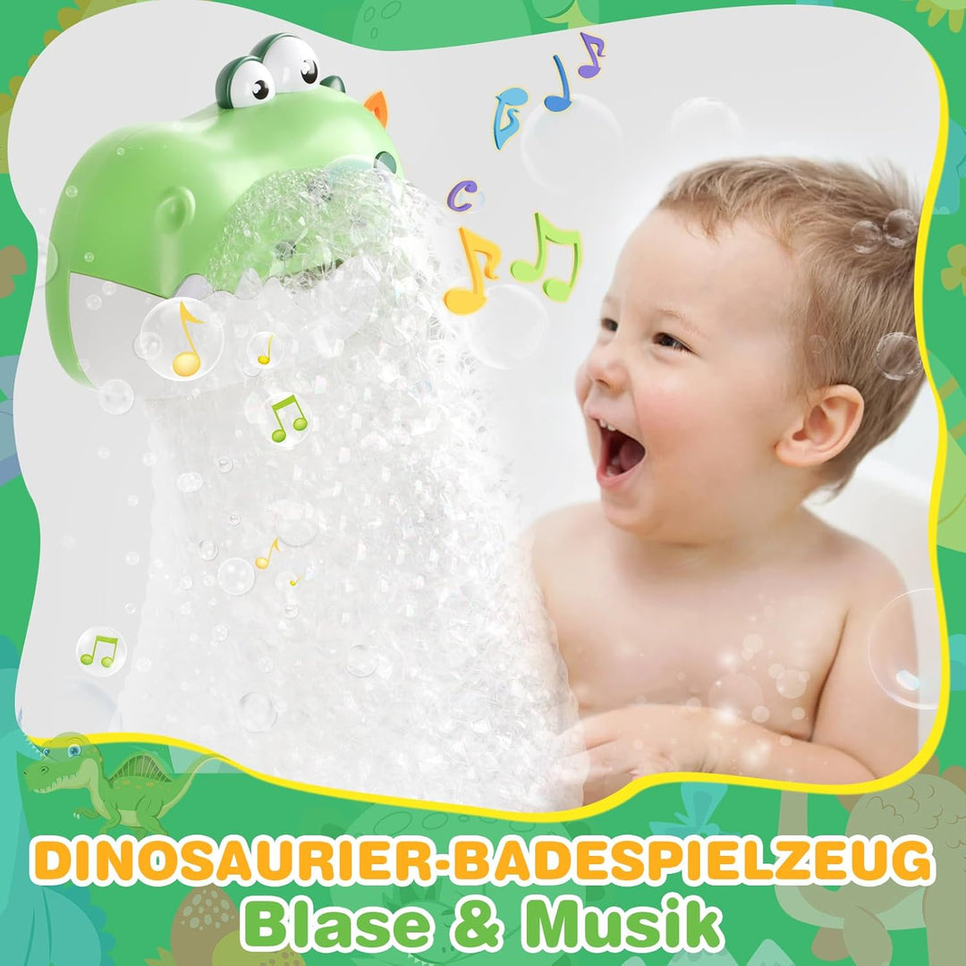 Badewannenspielzeug, Wiederaufladbares Schaummaschine Badespielzeug mit Musik, Dino Badespielzeug Ba