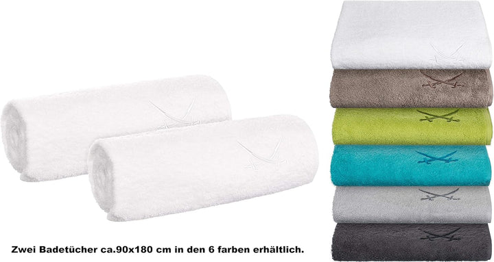 Sansibar Badetuch mit gesticktem Säbel Logo Strandtuch Saunatuch 100% Baumwolle 90x180 cm 2er Set, W