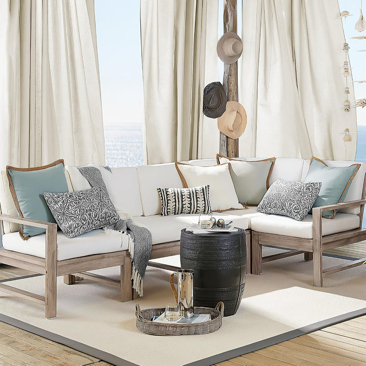 PONY DANCE Outdoorvorhänge mit Klettverschluss 2er Set H 213 x B 140 cm Terrasse Vorhänge Wasserdich