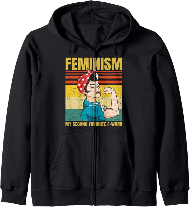 Feminism Is My Second Favorite F Word Funny Feminist Retro Kapuzenjacke