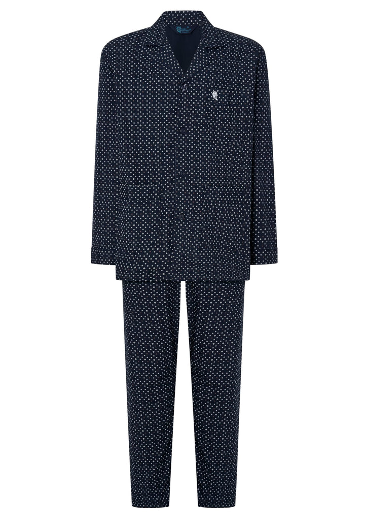 El Búho Nocturno Schlafanzug Herren Lang Baumwolle Pyjama Für Herren Klassisch Revers Knopfjacke Kar