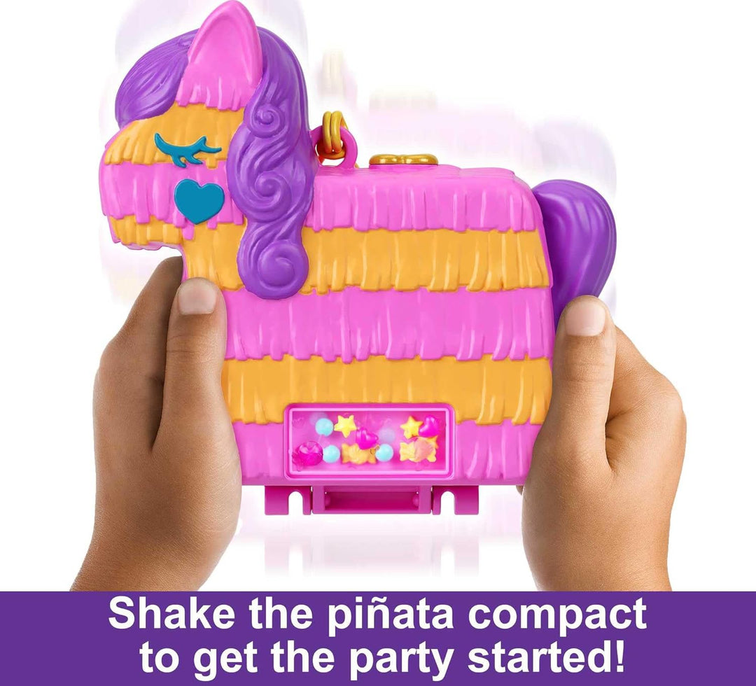 Polly Pocket Piñata-Party Schatulle - Pferde-Piñata, Glitzerfenster, 2 Puppen, 5 Spielelemente, 13 A