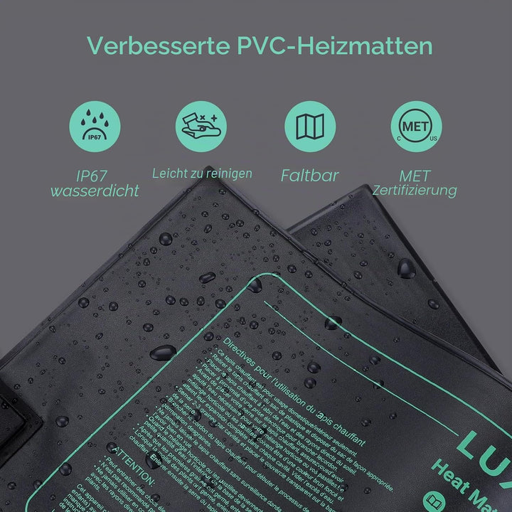 Luxbird Sämling-Heizmatte mit Thermostatregler, IP67 Wasserdicht 10"x20.75" Wärmematte für Pflanzen