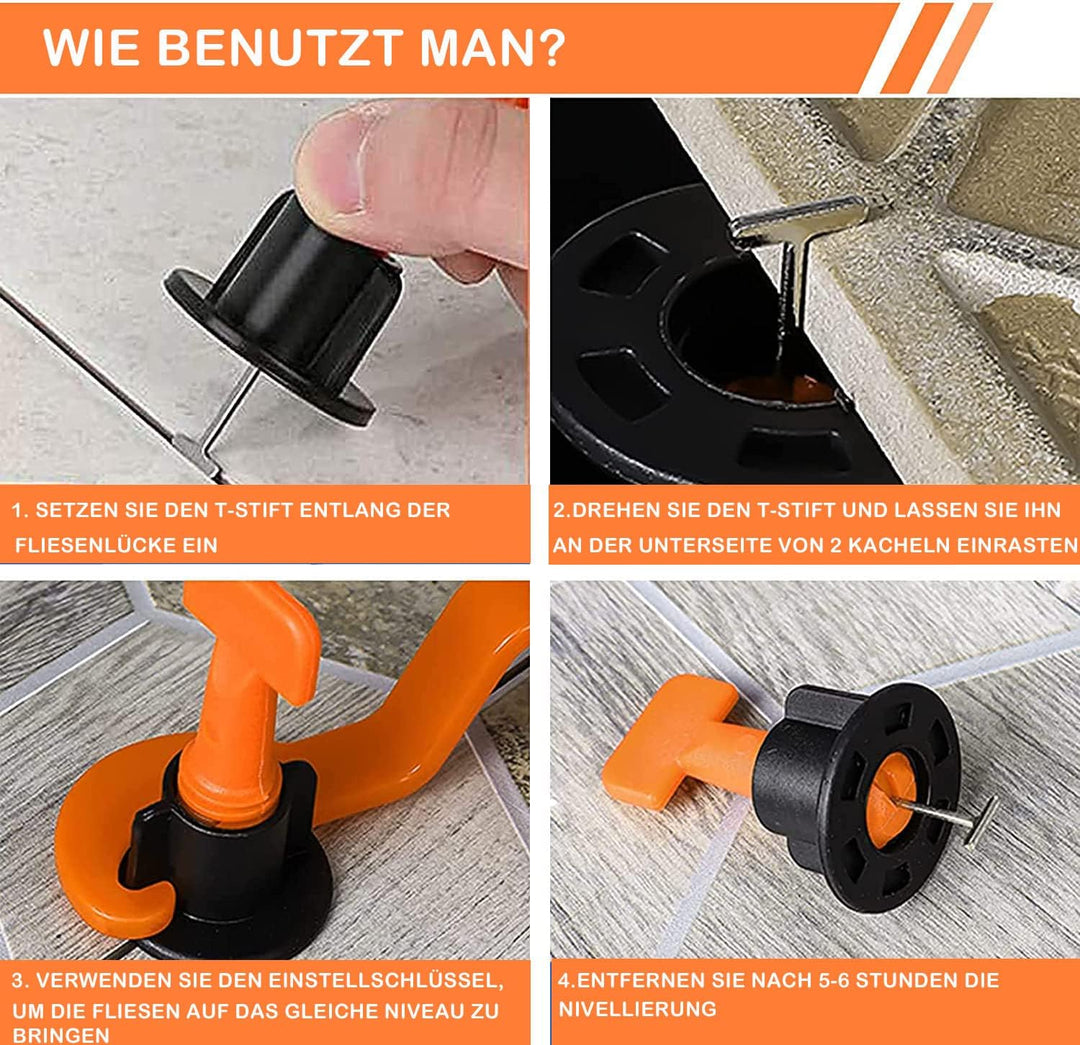 400 Stück Revolutionäres Fliesen Nivelliersystem, Mit 100 Nivelierset Keile,100 Pcs 1mm/2mm/3mm Flie