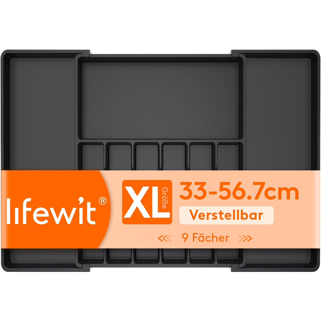 Lifewit Besteckkasten für Schubladen 40 50, verstellbarer Kunststoff Organizer Küche Tiefe 47 cm, Be