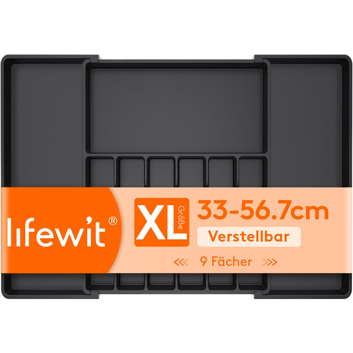 Lifewit Besteckkasten für Schubladen 40 50, verstellbarer Kunststoff Organizer Küche Tiefe 47 cm, Be