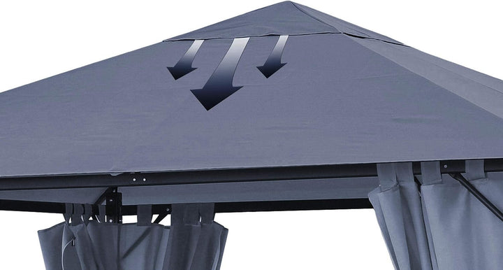 QUICK STAR Set Ersatzdach und 2 Seitenteile für Garten Pavillon 3x3m Grau RAL 7012 Antik Pavillondac