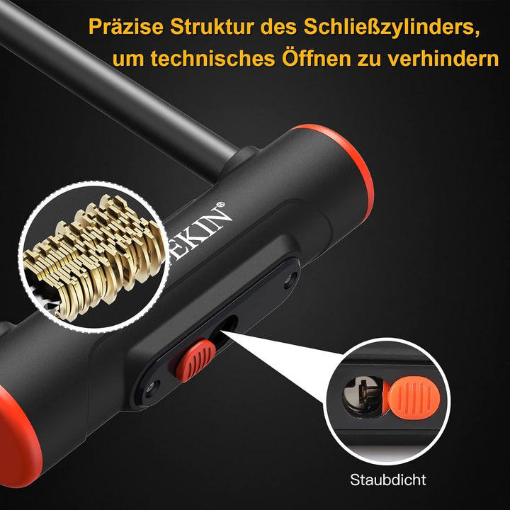 INTEKIN Fahrradschloss mit 16mm starkem Bügel, Fahrrad Bügelschloss mit Halterung, schweres Fahrrad