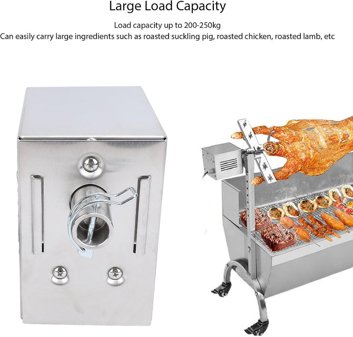 Fdit Rotisserie-Motor, 45 W Universal-Ersatzspiessmotor, Elektrischer Grillmotor aus Edelstahl für S