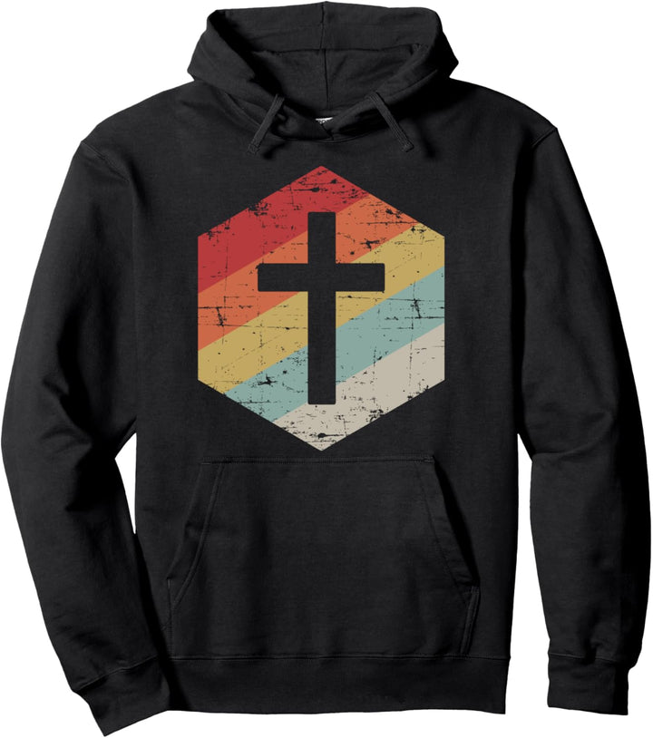 Retro Vintage Jesus Kreuz Geschenk Pullover Hoodie