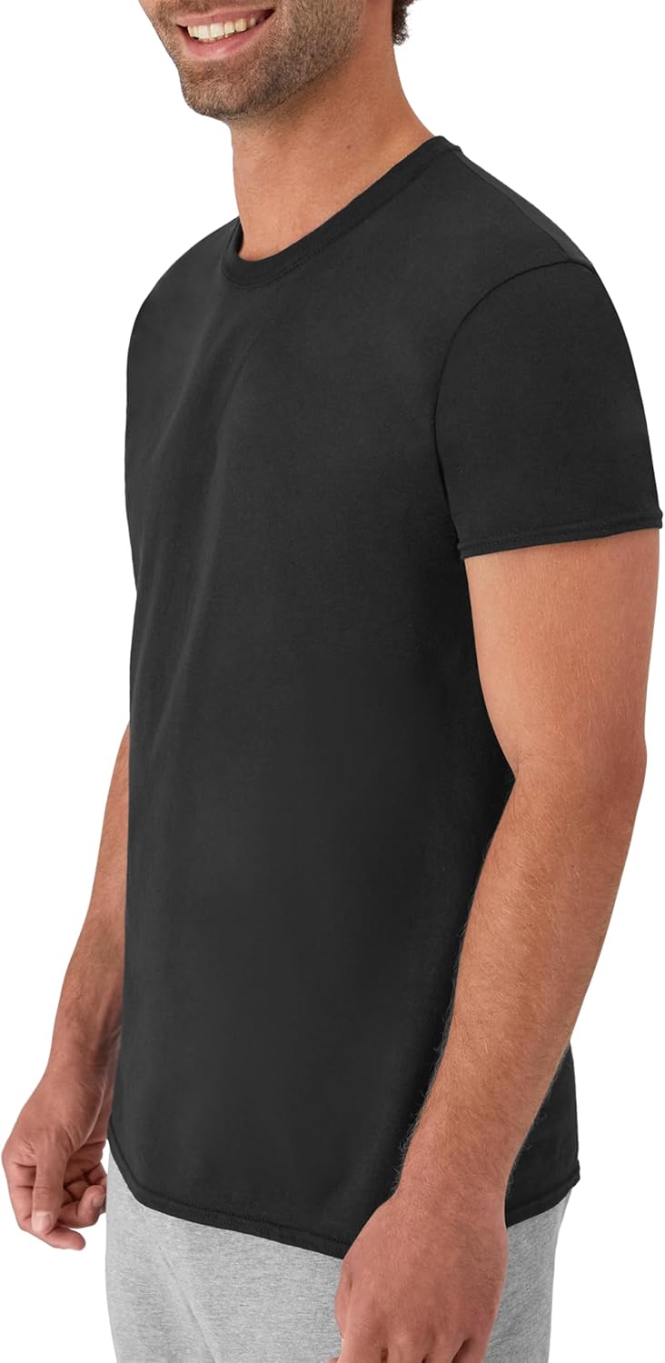 Hanes Men's Men's Cotton Undershirt, Moisture-Wicking Crew Tee Undershirts, Multi-Packs Available 2-