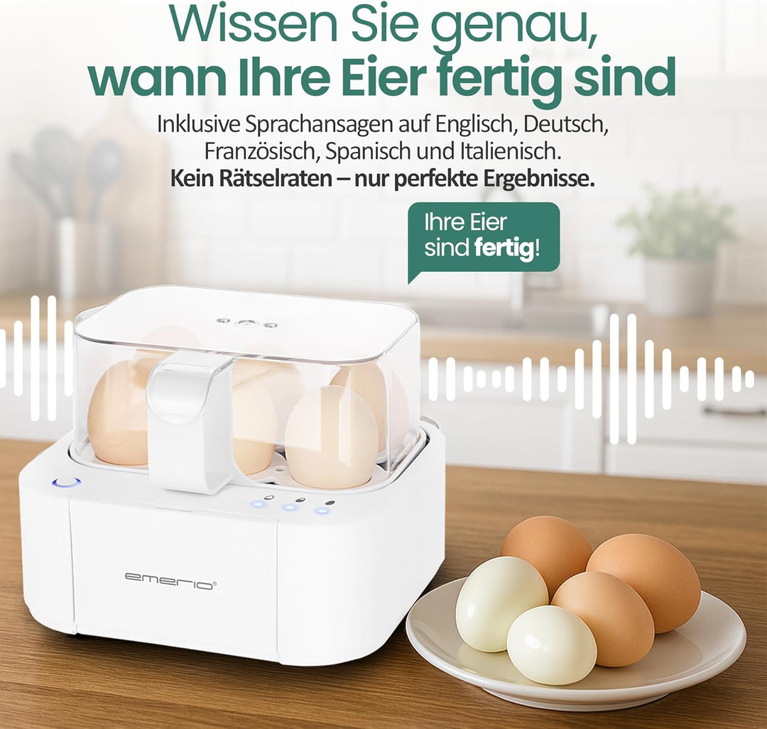 EMERIO ausgezeichnet einzigartiger Eierkocher kocht alle drei Garstufen [weich|mittel|hart] in nur e