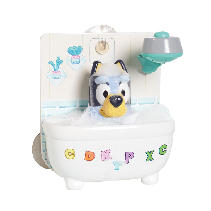 Toomies Bluey Dusche & Schaumbad, interaktives Badespielzeug, mit Wasserdusche und Schaumbildung, fö