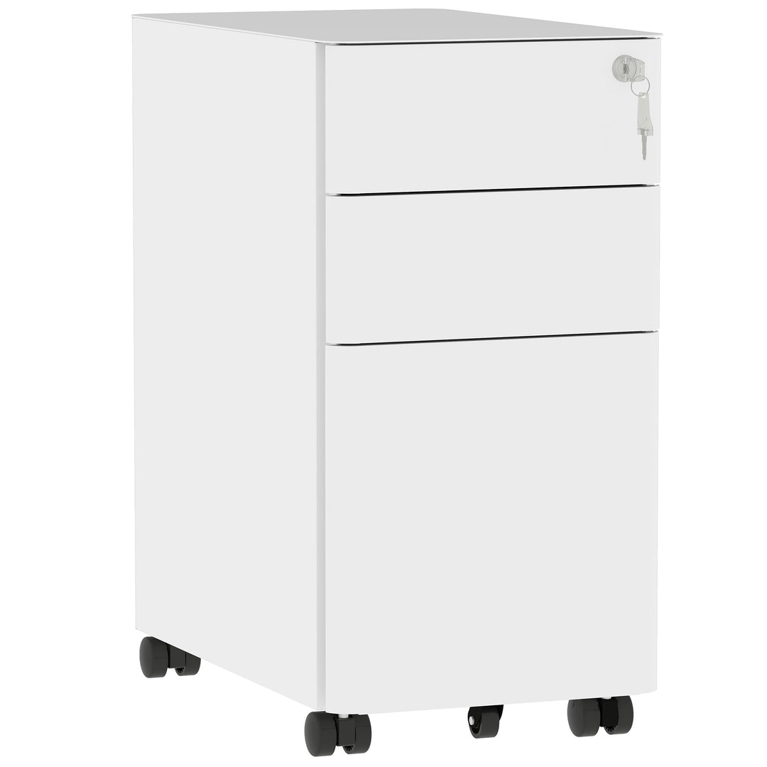 DWVO 3 verschliessbare Schubladen Metall Aktenschrank, Mobile Aktenschrank für Home Office, Unter Sc