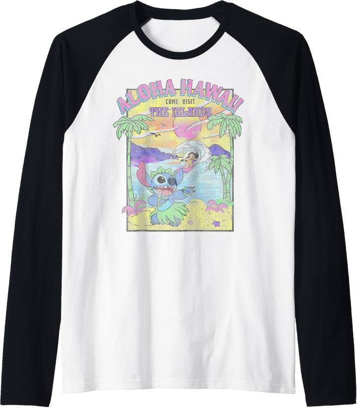 Disney Lilo & Stitch Aloha Hawaii Come Visit The Islands Raglan