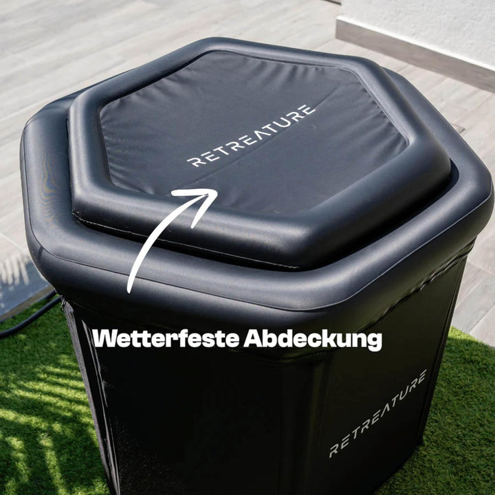 Eisbad [PolarPlunge] Eistonne (300L) mit wetterfester Abdeckung & robuster Isolierung – Eisfass zur