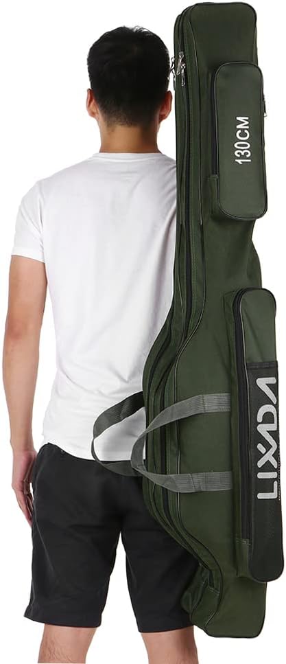 Lixada Tragbare Angeltasche, faltbar, Angelrutentasche, Outdoor-Angeltasche, 100 cm/130 cm/150 cm Gr