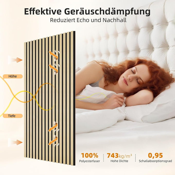 JAMELO Akustikpaneele Holz, 4 Stück 120 x 60cm - 2,88m² Wandpaneele Holz, Eiche 120cm*60cm*2cm Holzä