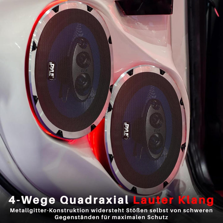 Pyle Auto Lautsprecher 6x9 Zoll 4 Wege Set 400W - Einbaulautsprecher Auto Kfz Lautsprecher mit Hocht