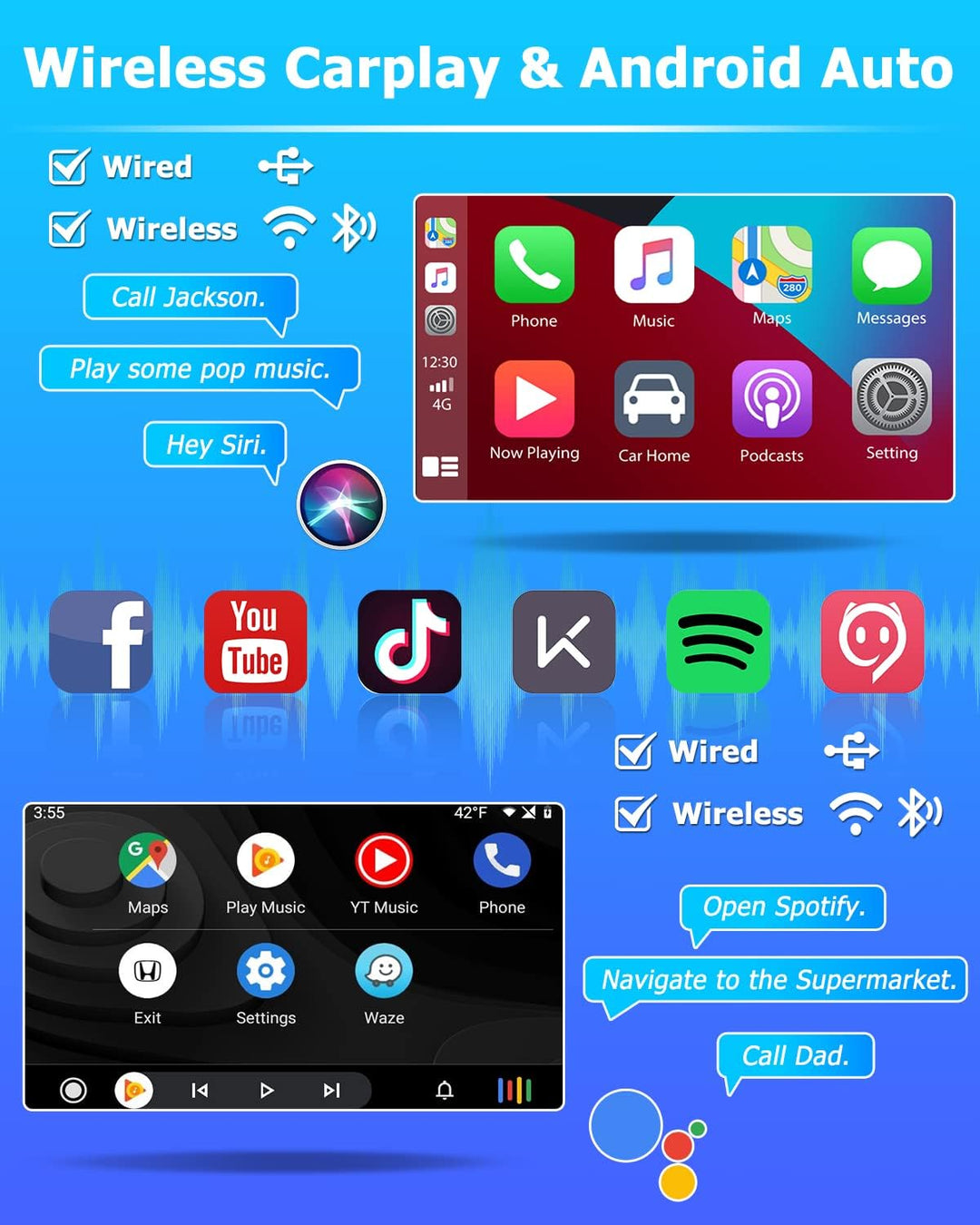 Hikity 2GB+64GB Android Autoradio Carplay für FIAT Punto (2010-2016) / Linea (2012-2015) 6,2" Touchs