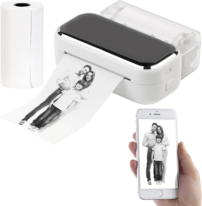 Callstel Fotodrucker: Mobiler XL Akku-Foto-Thermodrucker, Android, iOS, Bluetooth, App, 80mm (Handyd