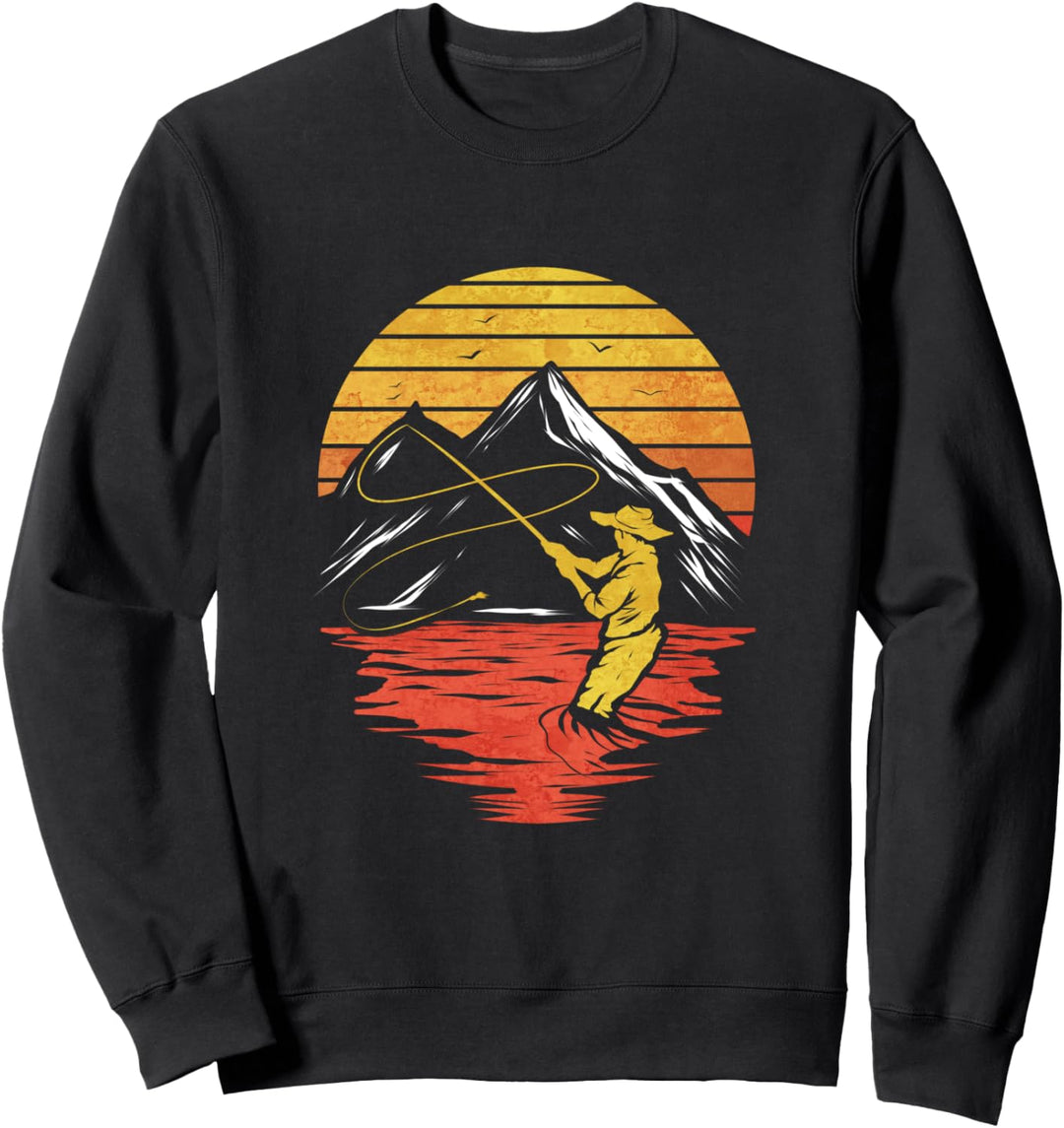 Angler Geschenk zum Angeln Retro Vintage Fliegenfischen Sweatshirt
