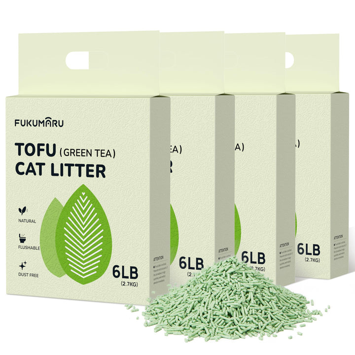 FUKUMARU Tofu Katzenstreu 10,8 kg - Klumpendes Katzenstreu, Geruchsbekämpfung mit grünem Teearoma, s