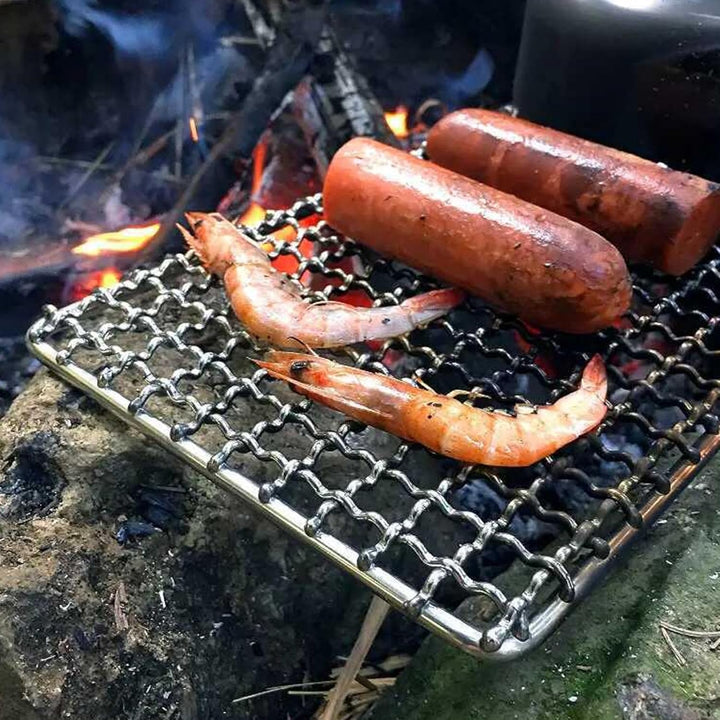 Edelstahl -Mesh Camping Grill, 2pcs Grills Backpacker -Grillgrill, Lagerfeuer Cooking BBQ Rost, Outd
